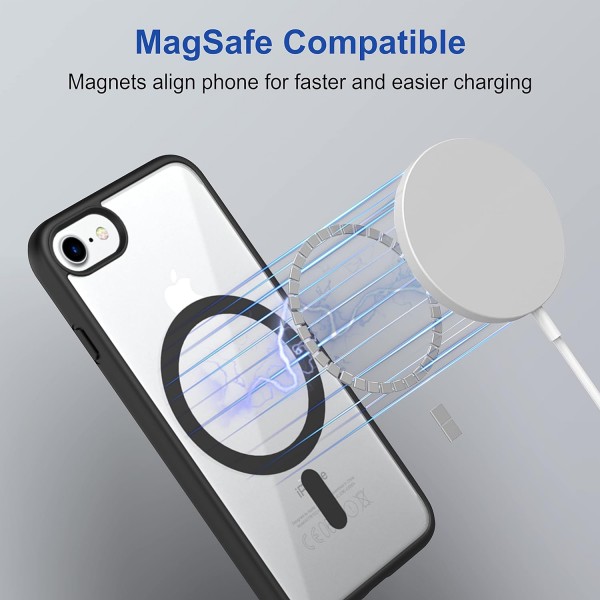 Black Clear Transparent Magsafe Back Case for iPhone SE 2022