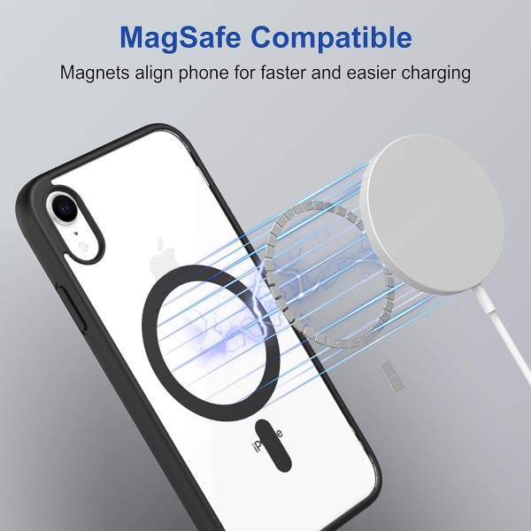Black Clear Transparent Magsafe Back Case for iPhone XR