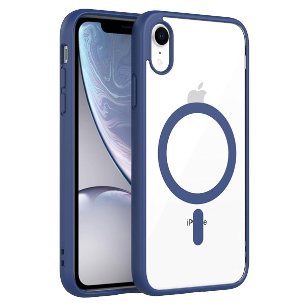 Royal Blue Clear Transparent Magsafe Back Case for iPhone XR