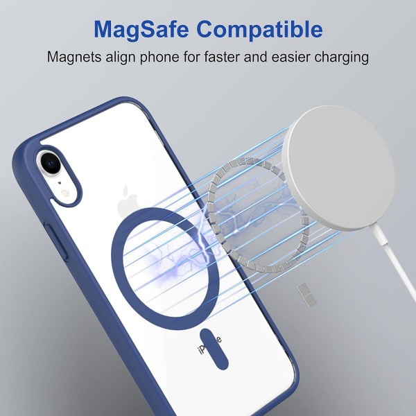 Royal Blue Clear Transparent Magsafe Back Case for iPhone XR
