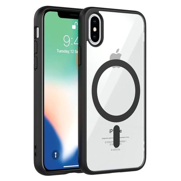 Black Clear Transparent Magsafe Back Case for iPhone XS