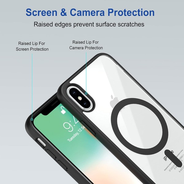 Black Clear Transparent Magsafe Back Case for iPhone XS