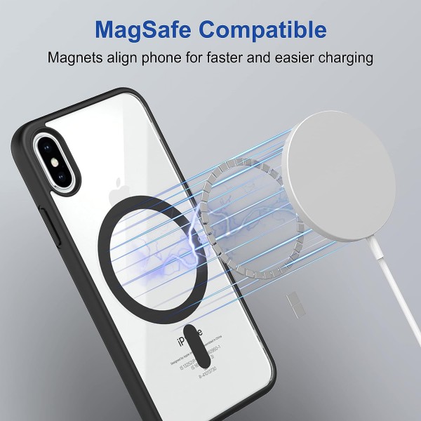 Black Clear Transparent Magsafe Back Case for iPhone XS