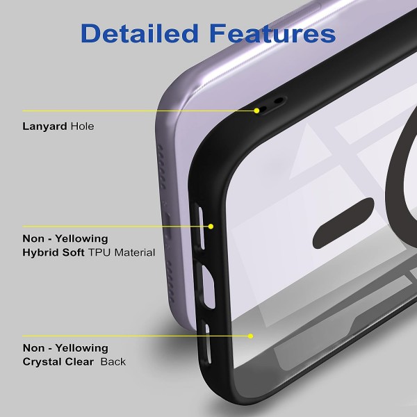 Black Clear Transparent Magsafe Back Case for iPhone XS