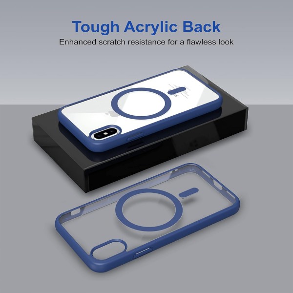 Royal Blue Clear Transparent Magsafe Back Case for iPhone XS