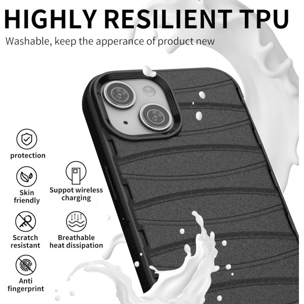 Matte Black - Premium Soft Heat Dissipation Breathable Silicone Back Case for iPhone 13