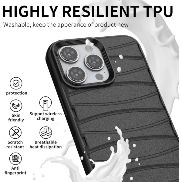 Matte Black - Premium Soft Heat Dissipation Breathable Silicone Back Case for iPhone 14 Pro
