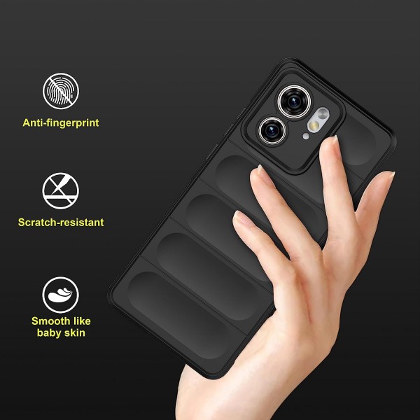 Black - Matte Soft Flexible Silicone Back Case for Motorola Edge 40 5G