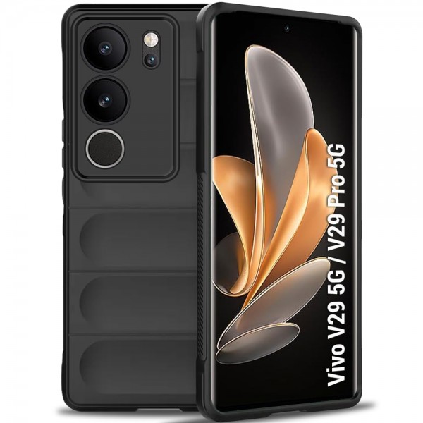 Black - Matte Soft Flexible Silicone Back Case for Vivo V29 Pro